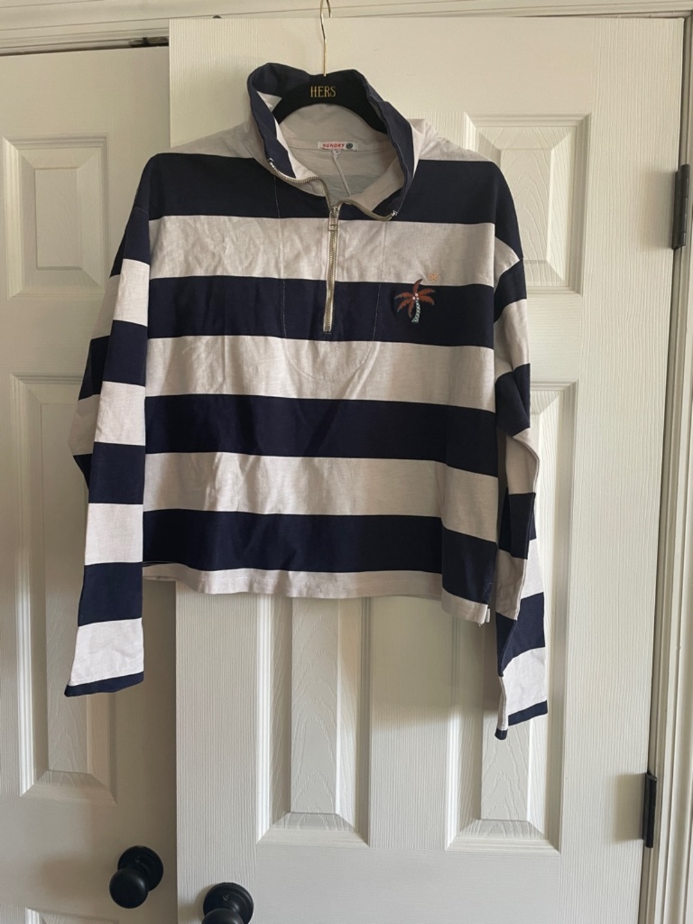 Sundry Navy & White Striped Half-Zip Pullover